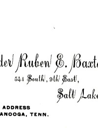 Reuben Emerson Baxter Mission Calling Card